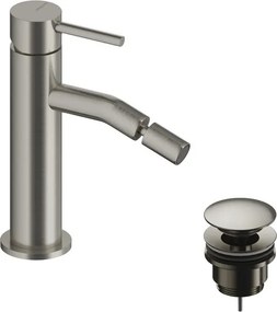 Rubinetto per bidet getto laminare cristallino LOOP SANYCCES argento spazzolato con piletta