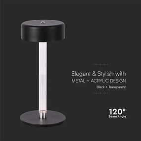V-Tac Lampada LED da Tavolo 3W USB-C Touch Dimmerabile Nera/Bianca