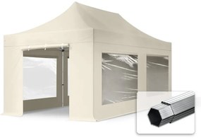 TOOLPORT 3x6m gazebo pieghevole PES con laterali (finestre panoramiche), PROFESSIONAL alluminio, crema - (600219)