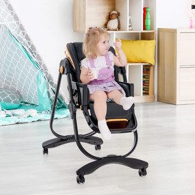 Costway Seggiolone per bambini 0,5 a 3 anni con ruote altezza e inclinazione regolabili, Seggiolone pieghevole 2 Colori