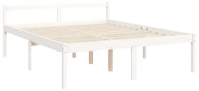 Letto per Anziani con Testiera Bianco 160x200 cm Legno Massello