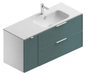 Mobile sottolavabo e lavabo Quadra per vasca a destra bianco-mirto in mdf L 120 x H 57 x P 46 cm, 1 anta 2 cassetti