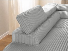 Divano angolare grigio chiaro (con penisola a sinistra/a L) con rivestimento in velluto a coste Marbeya – Ropez