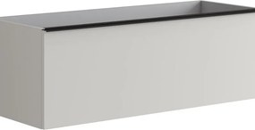 Mobile da bagno sospeso sotto lavabo Pixel plain 2 cassetti L 120 x H 40 x P 45.5 cm  grigio pastello e maniglia alluminio nero opaco