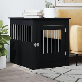 Gabbia Cani Arredamento Nera 64,5x80x71cm Legno Multistrato /