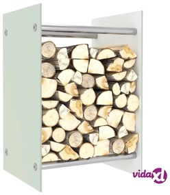 vidaXL Porta Legna Bianco 40x35x60 cm in Vetro