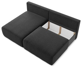 Divano angolare nero allungabile/con contenitore (con penisola a sinistra) Kalena – Makamii