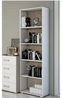 Libreria Girasole, Biblioteca a 4 ripiani regolabili, Scaffale per libri, Mobile da parete con ripiani, Made in Italy, Cm 60x30h195, Bianco e Rovere