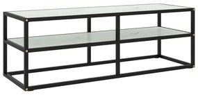 Mobile Tv Nero Con Vetro Bianco Marmo 120x40x40 Cm /