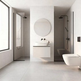 Mobile da bagno sospeso sotto lavabo Pixel plain 1 cassetto L 60 x H 40 x P 45.5 cm grigio pastello laccato opaco, con maniglia alluminio nero opaco