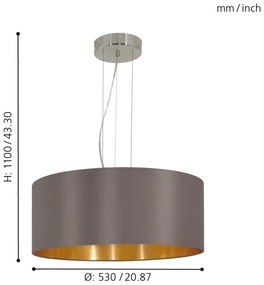 Eglo 31608 - Lampadario a sospensione con filo MASERLO 3xE27/60W/230V