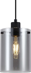 Lampada a sospensione di design nera con vetro fumé - Domo