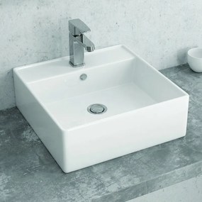 Kamalu - Lavandino da appoggio piccolo 38,5 cm quadrato bianco | Litos-241