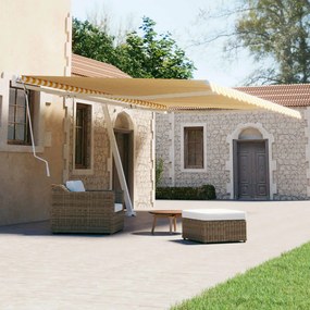Tenda Da Sole Autoportante Manuale 600x300 Cm Gialla Bianca /