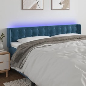 Testiera A Led Blu Scuro 203x16x78/88 Cm İn Velluto /