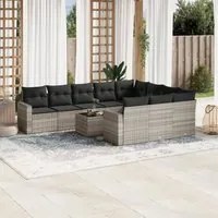 Set Divani da Giardino 11 pz con Cuscini in Polyrattan Grigio 3251839