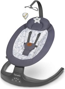 Lionelo - Altalena per bambini RALF con melodia, 4xAA, Grigio/Bianco + telecomando