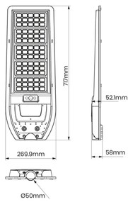 Lampione solare a LED VIA 200W/20000 mAh 3,2V 6000K IP54 + telecomando