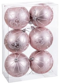 Palle di Natale Rosa Plastica 8 cm (6 Unità)