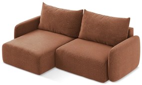 Divano angolare color mattone allungabile/con contenitore (con penisola a sinistra) Kalena – Makamii