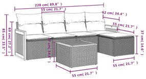 Set divano da giardino 6 pz con cuscini nero in polyrattan