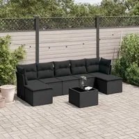 Set Divani da Giardino con Cuscini 8 pz Nero in Polyrattan 3218035