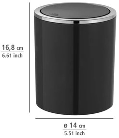 WENKO 23934100 - Cestino INCA 14x16,8 cm nero/cromo lucido