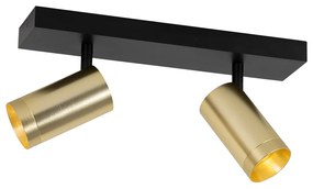 Faretto da soffitto nero con oro regolabile 2 luci - Jeana Luxe