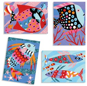 Gioco d'arte con la sabbia e i brillantini - pesce felice