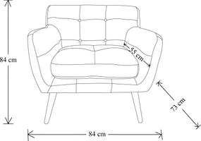 Poltrona in tessuto patchwork 84 cm con gambe in legno massello seduta imbottita