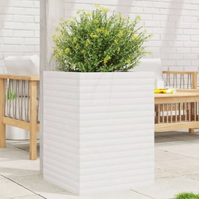 Fioriera Da Giardino Bianca 50x50x68,5cm Legno Massello Di Pino /