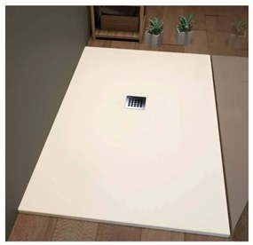 Piatto doccia in mineralmarmo 80x100 cm beige effetto pietra con griglia e piletta sifonata