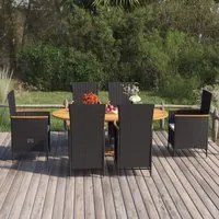 Set Mobili da Pranzo per Giardino 7 pz in Polyrattan Nero 3070766