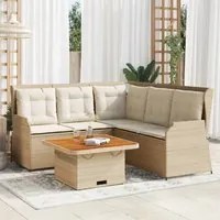 Set Divani da Giardino 4 pz con Cuscini in Polyrattan Beige 3262148