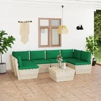 Set Divani da Giardino su Pallet 7 pz con Cuscini Legno Abete cod mxl 42314