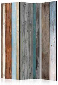 Paravento Colori ordinati (3 parti) - listelli di legno colorati