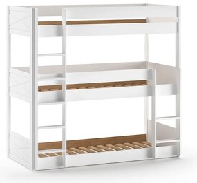 Letto a castello bianco in legno di pino 90x200 cm Scott - Vipack