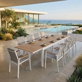 Sedia Da Esterno In Alluminio E Textilene Con Braccioli Polywood Bianco