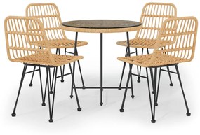 Set da Pranzo da Giardino 5 pz in Polyrattan