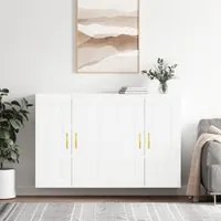 Armadietti a Parete 2 pz Bianco Lucido in Legno Multistrato 3198051