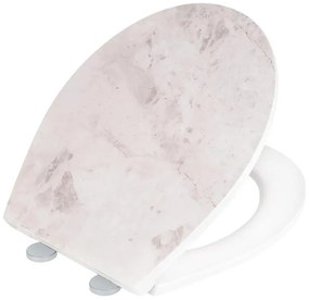 Copriwater Sedile WC Premium Marble bianco ovale dedicato per serie sanitari WENKO con chiusura rallentata sganciabile in duroplast bianco/marmo