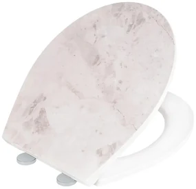 Copriwater Sedile WC Premium Marble bianco  ovale dedicato per serie sanitari WENKO con chiusura rallentata sganciabile in duroplast bianco/marmo