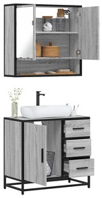 Set Mobili Da Bagno 2 Pz Grigio Sonoma İn Legno Multistrato /