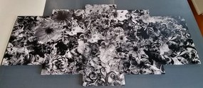 Quadri 5 pezzi – Fiori in bianco e nero
