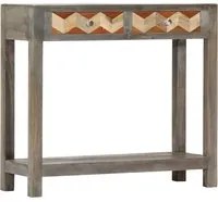 Tavolo Consolle Grigio 86x30x76 cm in Legno Massello di Mango 282737