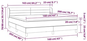 Giroletto a Molle con Materasso Grigio Chiaro160x200 cm Tessuto