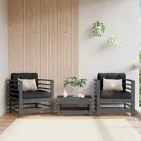 Sedie da Giardino con Cuscini 2pz Legno Massello di Pino Grigio 825676