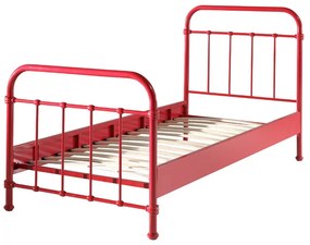 Letto per bambini in metallo rosso, 90 x 200 cm New York - Vipack