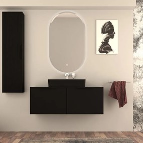 Mobile da bagno sotto lavabo BADEN HAUS Modula nero laccato opaco L 120 x H 43 x P 44 cm 2 cassetti, lavabo non incluso