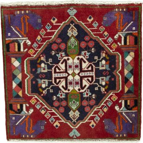Shiraz Tappeto 50x50 Rosso (Iran) Annodato A Mano